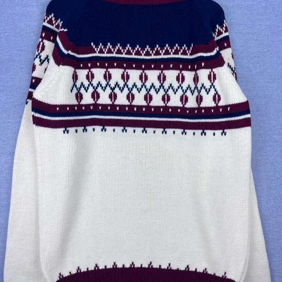 Vintage 70 80s JC Penney Nordic Fair Isle Cable Knit Acrylic Sweater Mens M